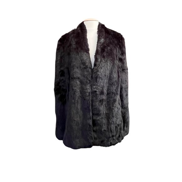 Vince Camuto Womens Black Faux Mink Fur Cape Shrug  Maximalist Money Size M‎ - Picture 1 of 8